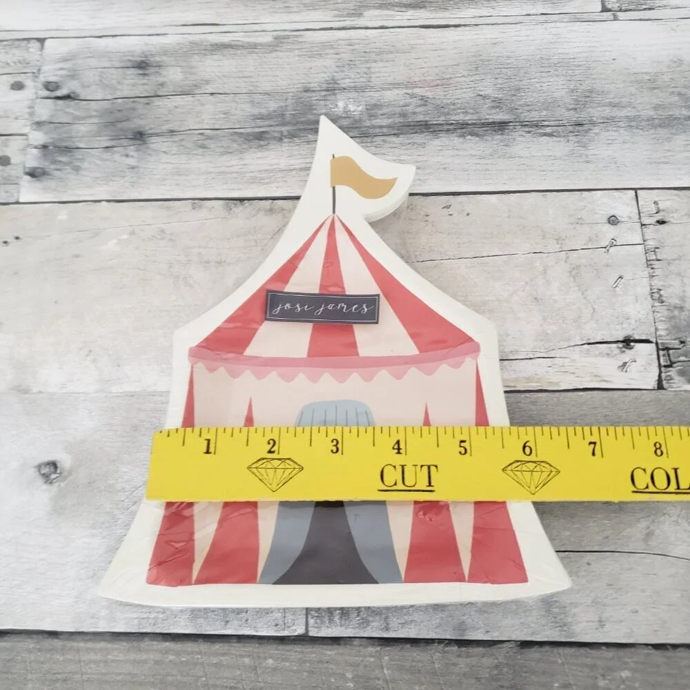 NWT - Josi James Circus Carnival Tent Paper Plates - Set of 16